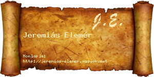 Jeremiás Elemér névjegykártya